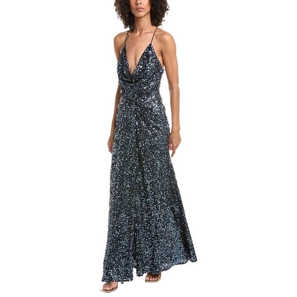 Halston Dresses & Skirts - Halston Womens  Manon Sequin Gown, Blue